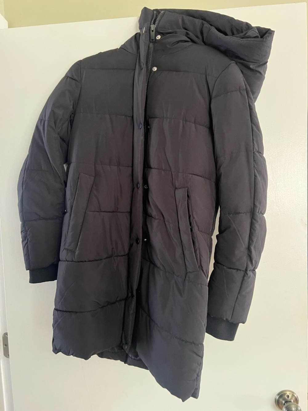 H&M Women's Black Hooded Puffer Coat